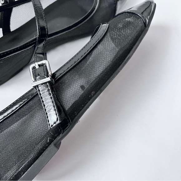 NY&CO Black Minimalist Mesh Patent Leather Mary Jane Ballet Flats Size 8 - Picture 10 of 16